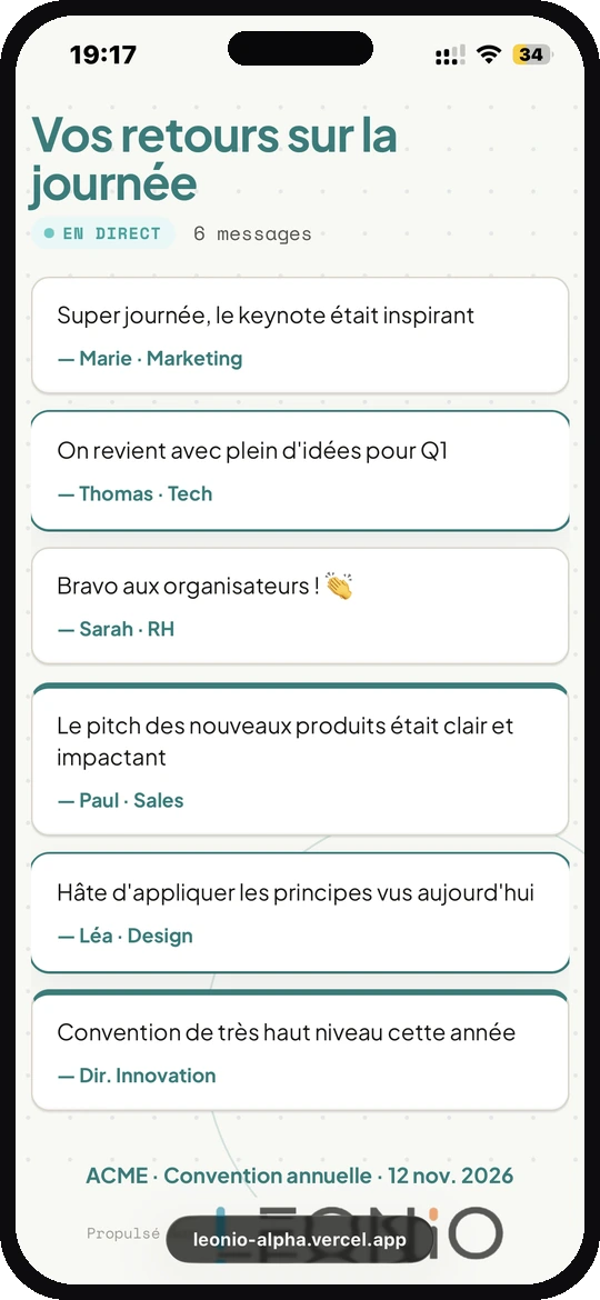 Mur de messages iPhone droite