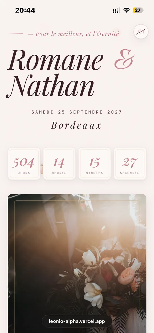 iPhone : site mariage Romantique