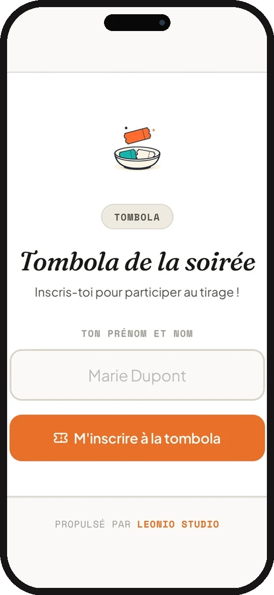 Tombola : inscription invité iPhone