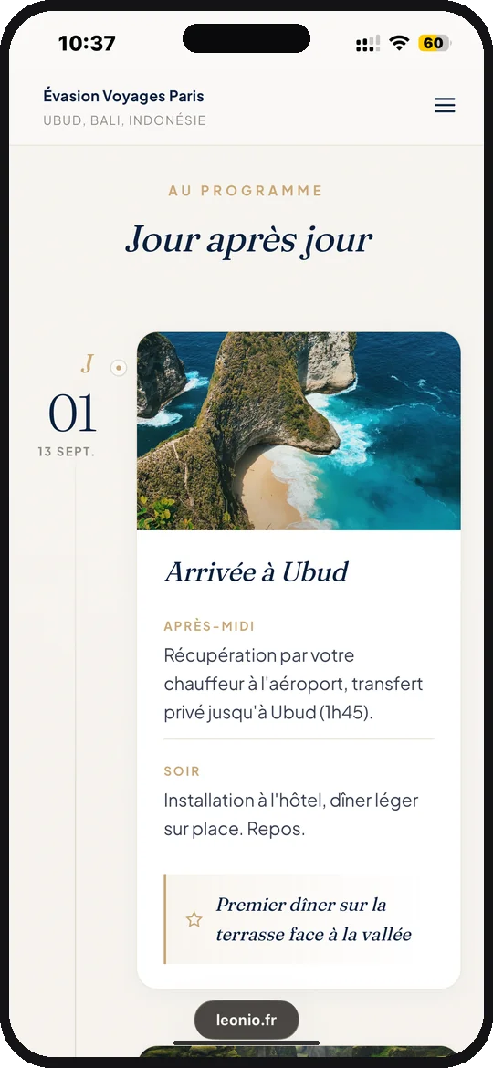 Carnet de voyage Bali sur iPhone