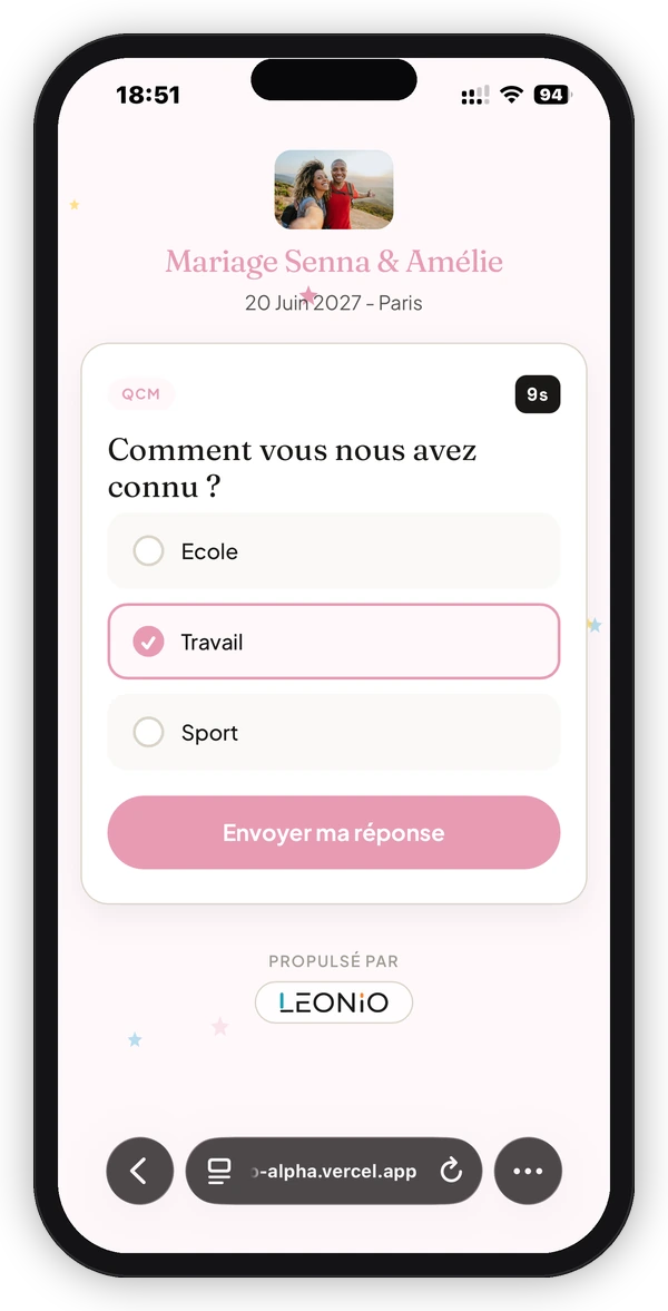 Vote live iPhone mariage